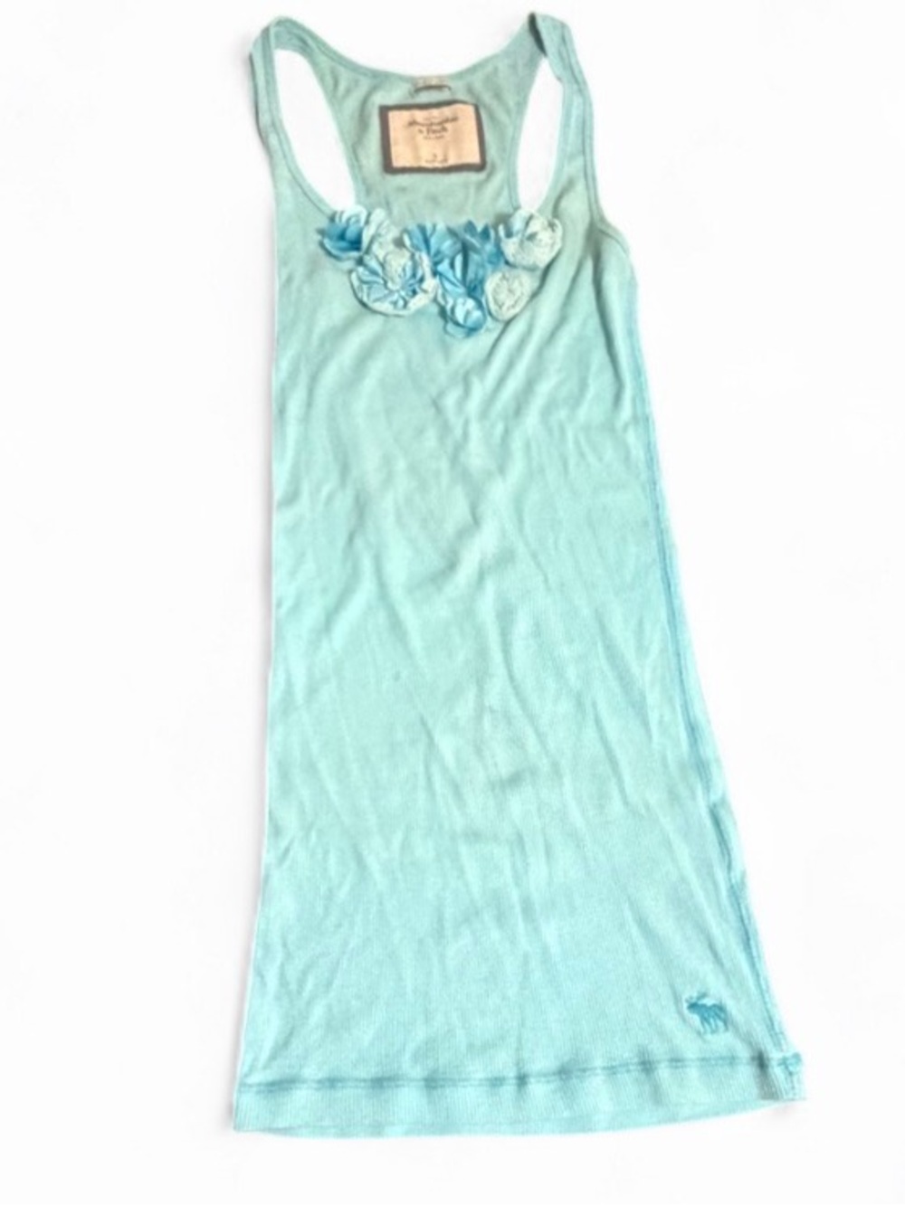 Vintage Abercrombie & Fitch Light Blue Ribbed Floral Tank Top